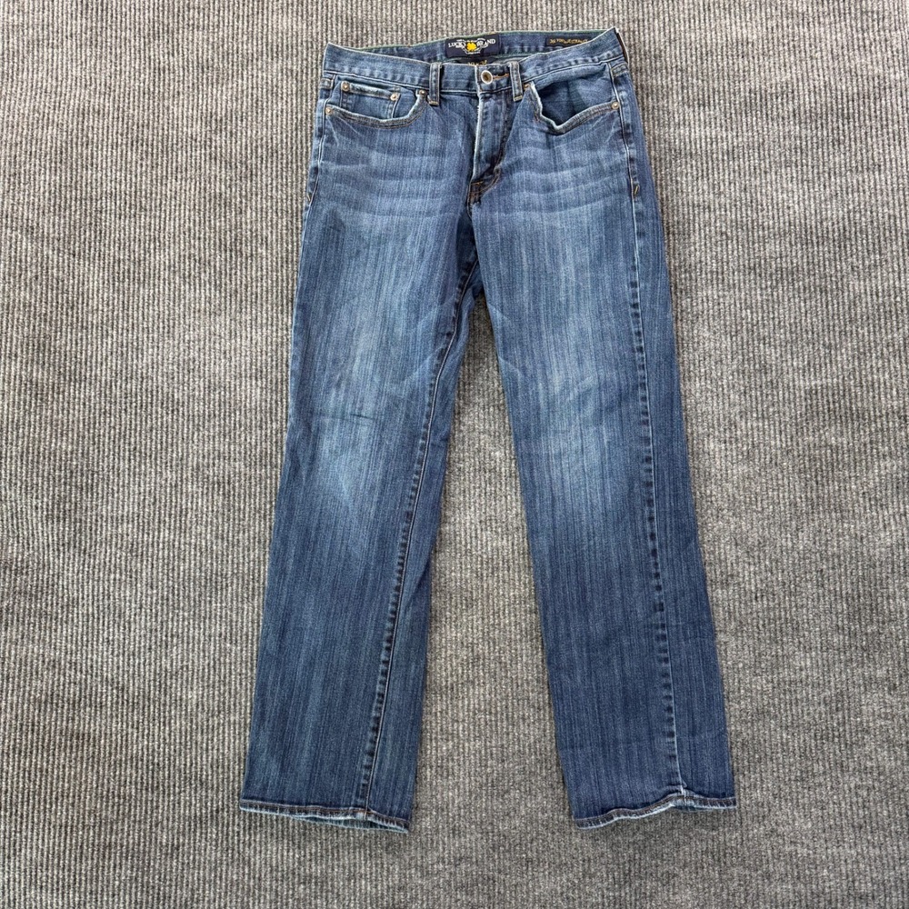 Lucky Brand 361 Vintage Straight Mens Jeans 30x32 Blue Solid Classic Denim Pants